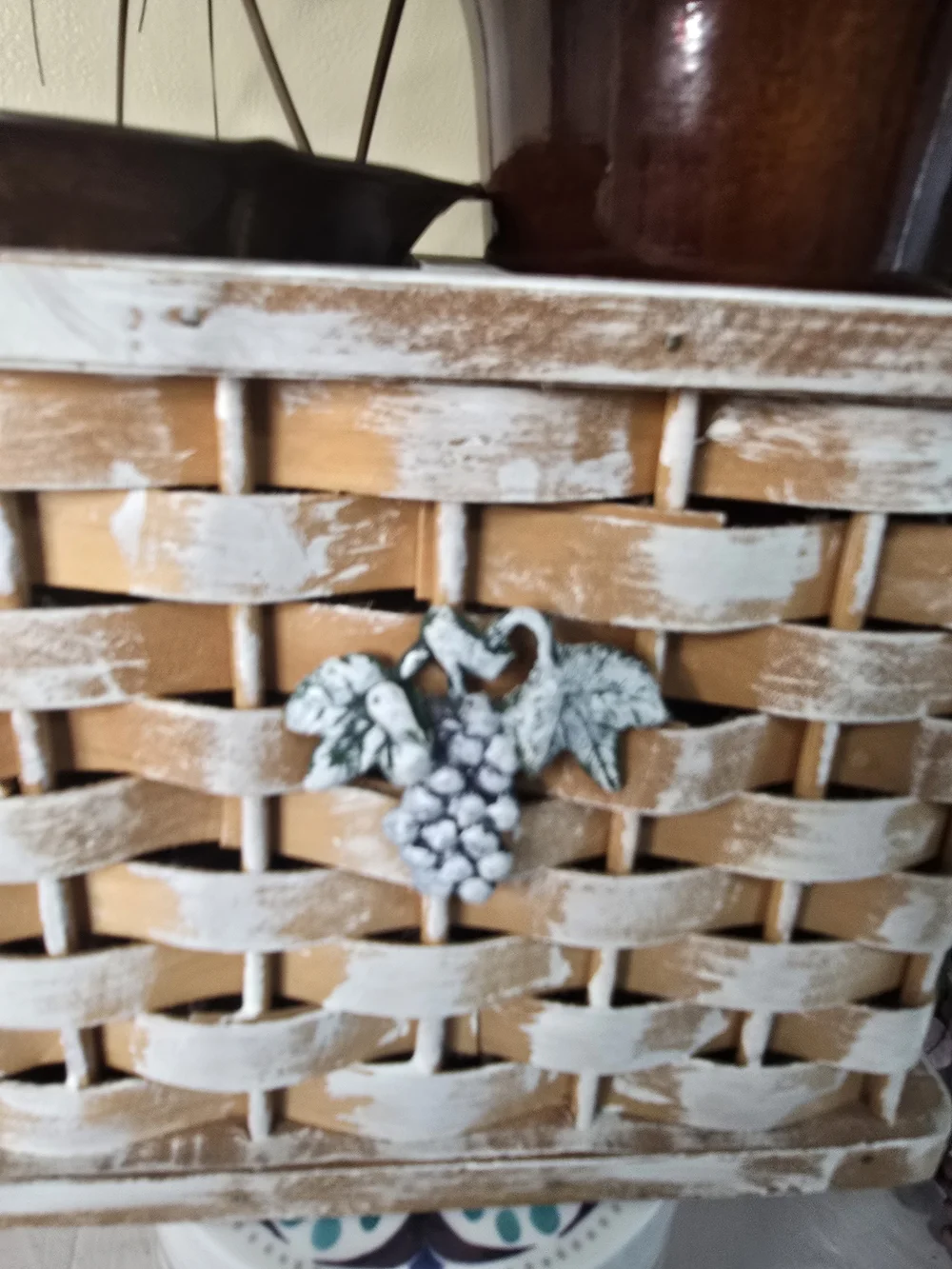 Rustic Distressed Wooden Double Basket Planter / Storage Caddy with Handle